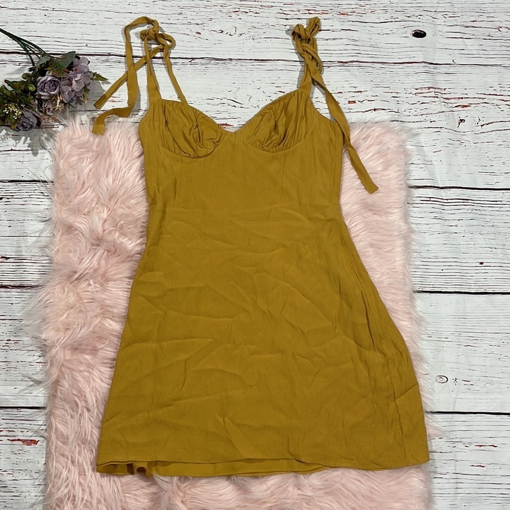 Aritzia Mustard Yellow Mini Dress
